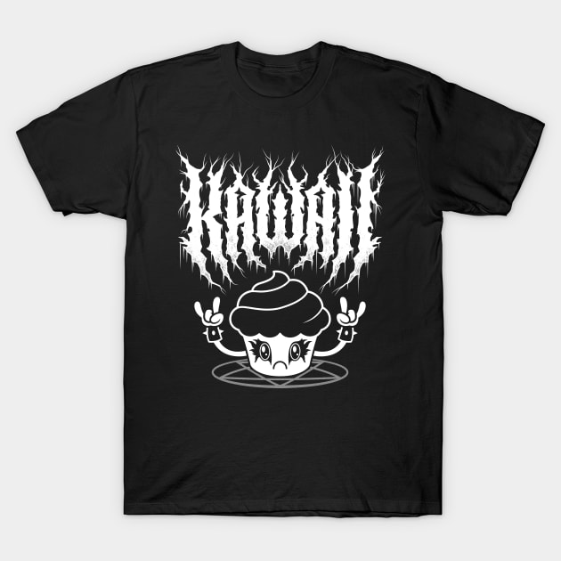 Kawaii Cupcake Black Metal Logo - Creepy Cute - Funny Spoopy Goth T-Shirt by Nemons